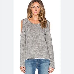 Nation LTD Clara Cold Shoulder Sweatshirt Heathered Gray Lounge Relaxed Sz M